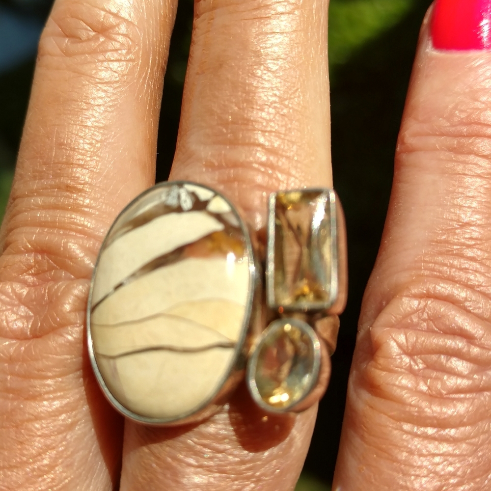 New! Brecciated Mookite /sterling silver ring